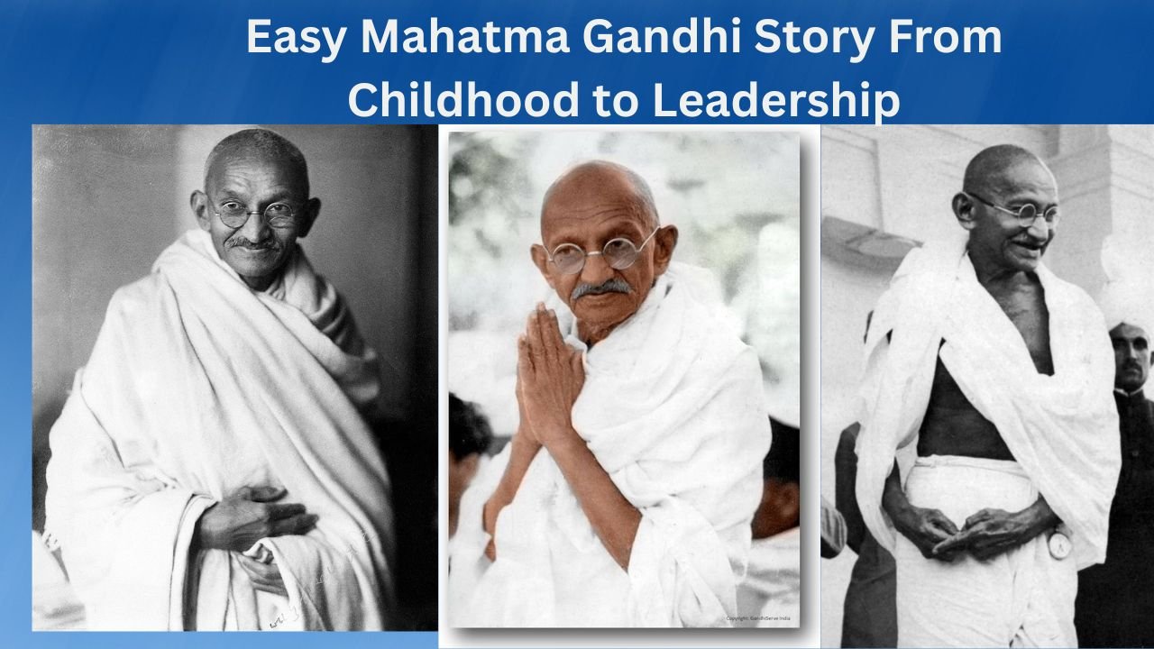 Easy Mahatma Gandhi Story From Childhood to Leadership